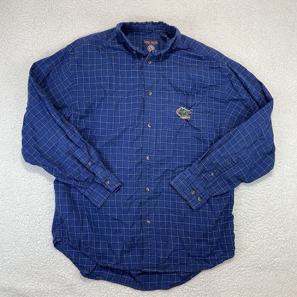 Vintage Florida Gators Button Shirt XL Flannel Plaid Long Sleeve Embroidered